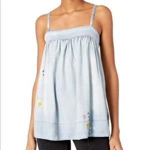 William Rast Soft Denim Paint Splattered Tank XS